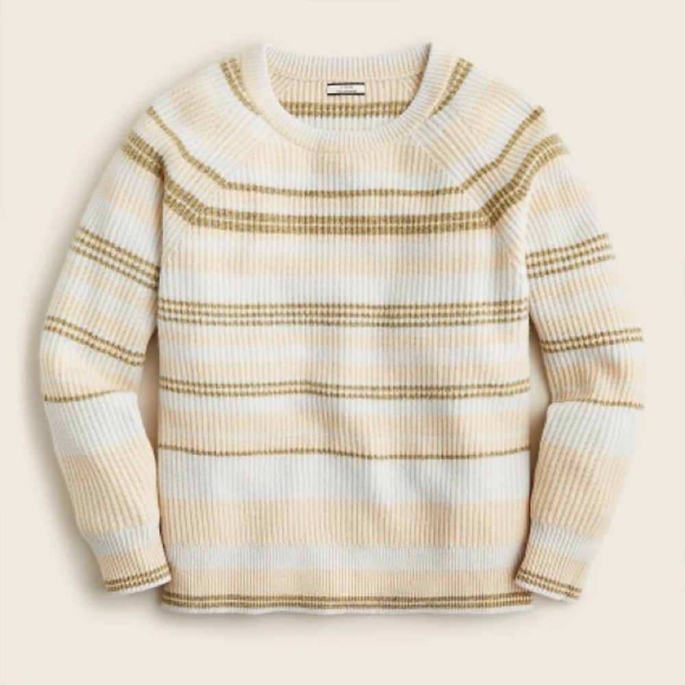J. Crew Cashmere Ribbed Crewneck Sweatshirt in Stripe